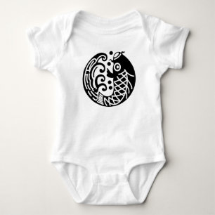 Carp and wave baby bodysuit