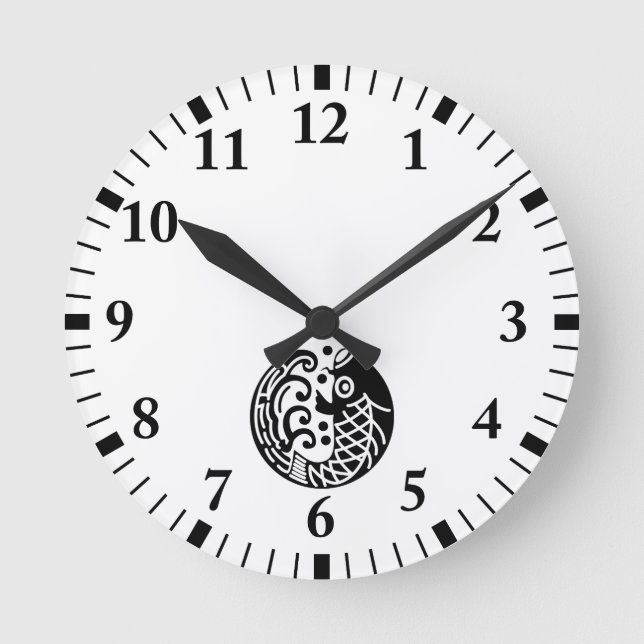 Carp and wave round clock (Front)