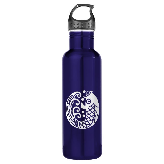 Carp and wave stainless steel water bottle (Front)