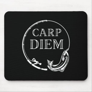 Carp Diem Seize The Carp Funny Fishing Carpe Diem Mouse Mat