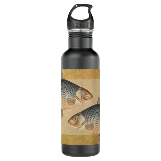 Carp fish fishing painting freshwater 710 ml water bottle (Front)