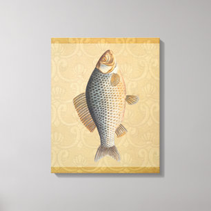 Carp fish fishing painting freshwater drawing canvas print