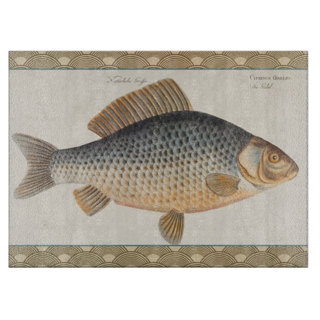 Carp fish fishing painting freshwater drawing  cutting board (Front)