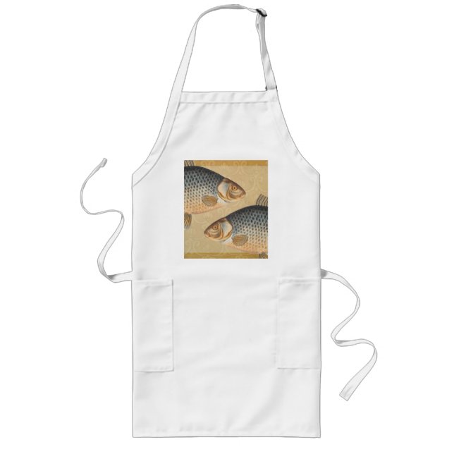 Carp fish fishing painting freshwater drawing  long apron (Front)