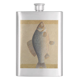 Carp fish fishing painting freshwater hip flask