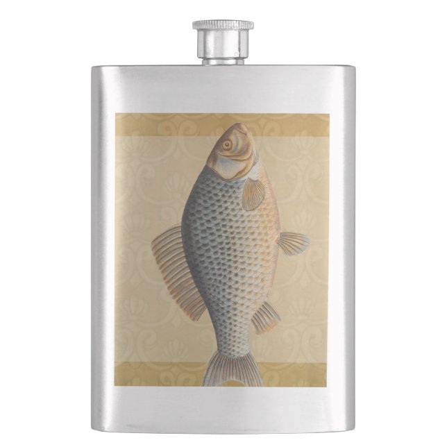 Carp fish fishing painting freshwater hip flask (Front)