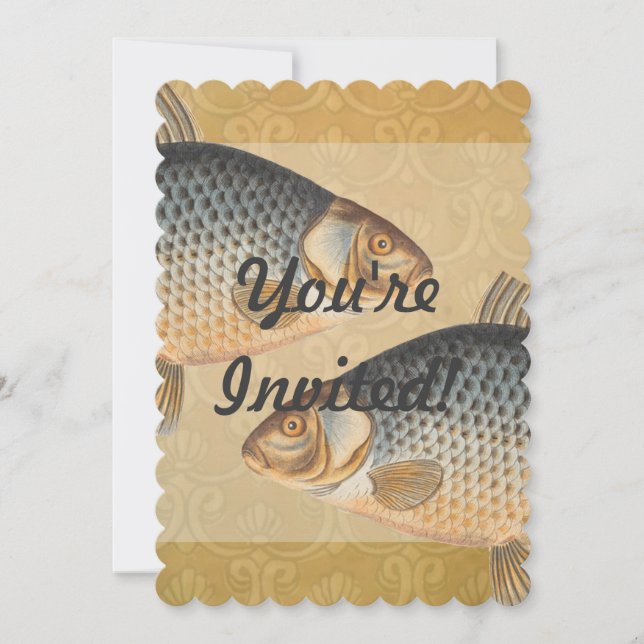 Carp fish fishing painting freshwater invitation (Front)