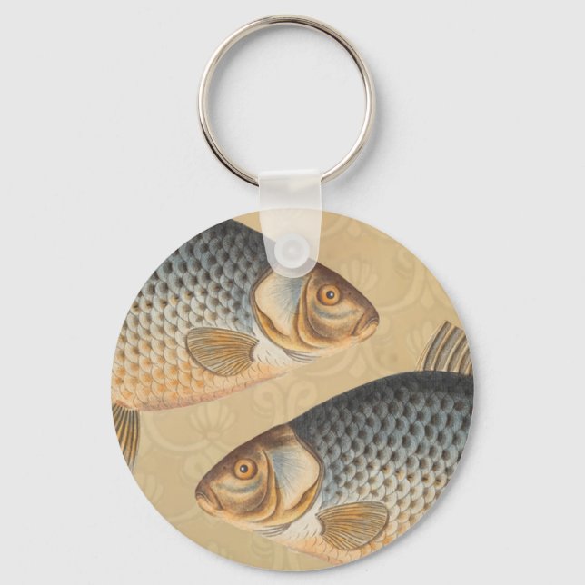 Carp fish fishing painting freshwater key ring (Front)