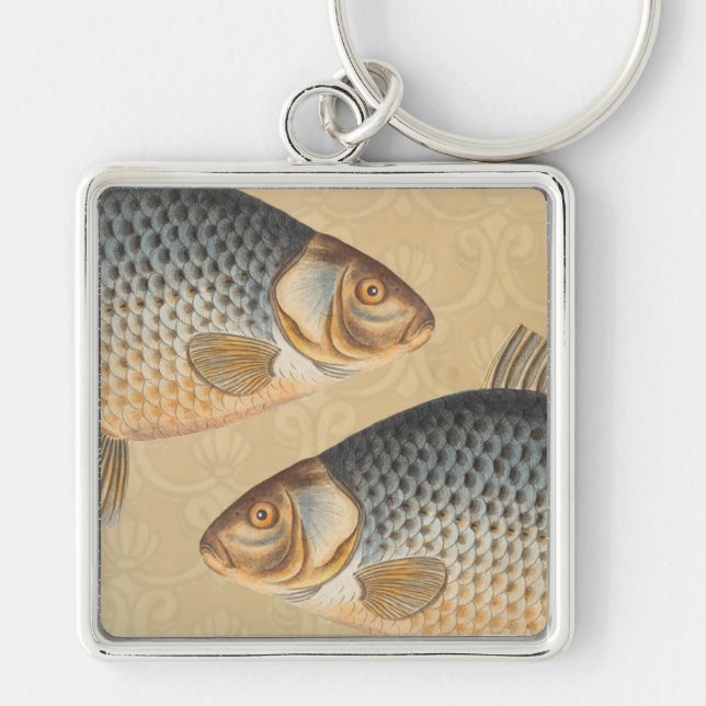 Carp fish fishing painting freshwater key ring (Front)