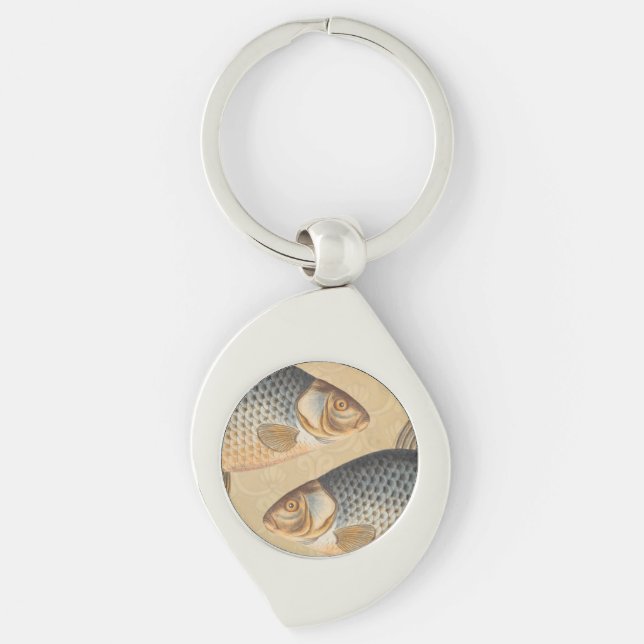Carp fish fishing painting freshwater key ring (Front)
