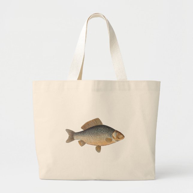 Carp fish fishing painting freshwater large tote bag (Front)