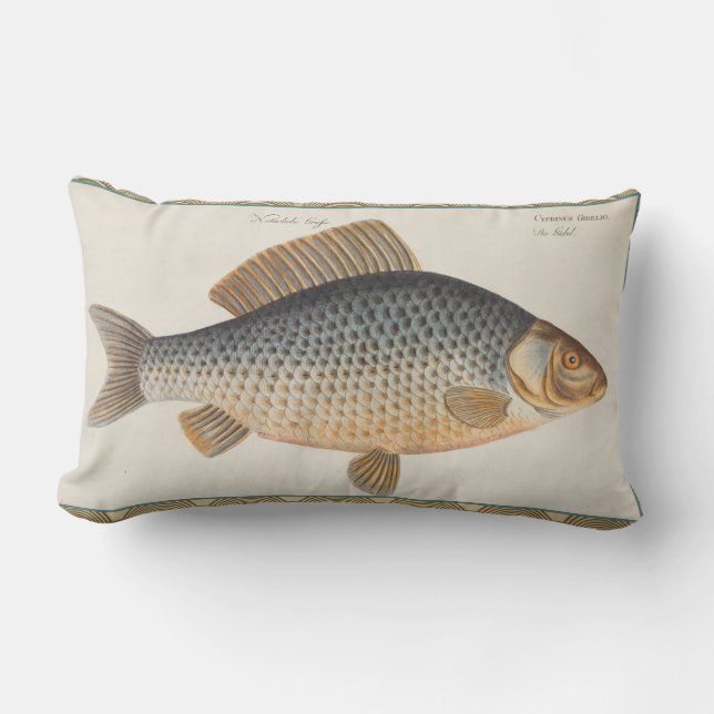 Carp fish fishing painting freshwater lumbar cushion (Front)