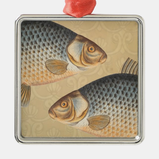 Carp fish fishing painting freshwater metal tree decoration (Front)