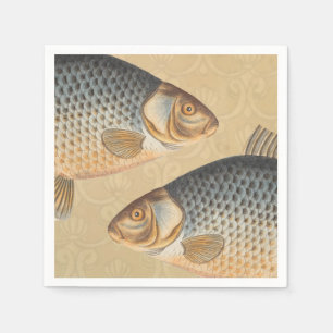 Carp fish fishing painting freshwater napkin