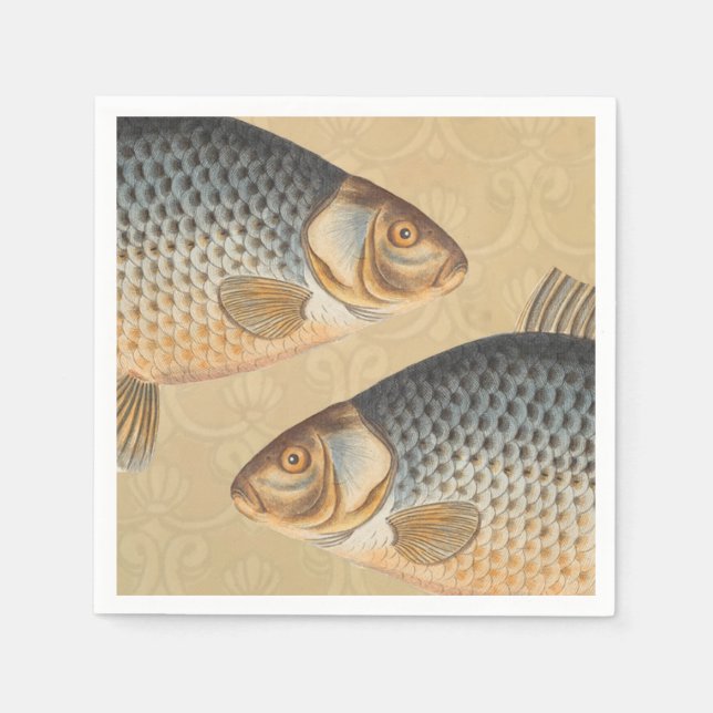 Carp fish fishing painting freshwater napkin (Front)