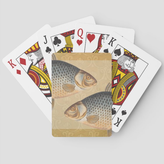 Carp fish fishing painting freshwater playing cards (Back)
