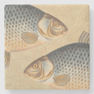 Carp fish fishing painting freshwater stone coaster