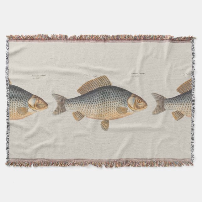 Carp fish fishing painting freshwater throw blanket (Front)