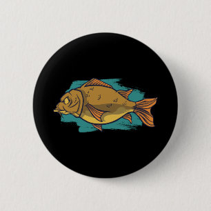 Carp Fishing, Catch Big Fish, Gift For Carp Lover 6 Cm Round Badge