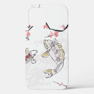 carp koi fish nature landscape view sketch illustr iPhone 12 case