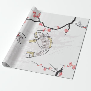 carp koi fish nature landscape view sketch illustr wrapping paper