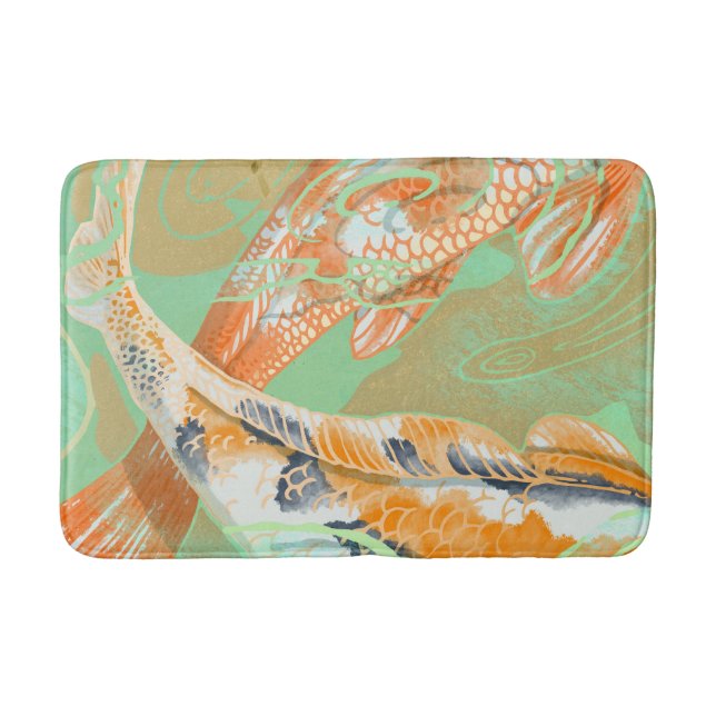 Carp Koi Fish Water Lily Pond Bath Mat (Front)