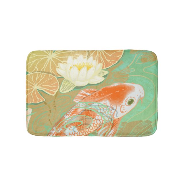 Carp Koi Fish Water Lily Pond Bath Mat (Front)