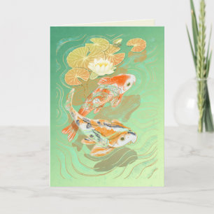 Carp Koi Fish Water Lily Pond Greeting Card