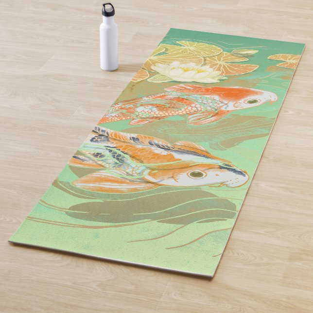 Carp Koi Fish Water Lily Pond Yoga Mat (In Situ)