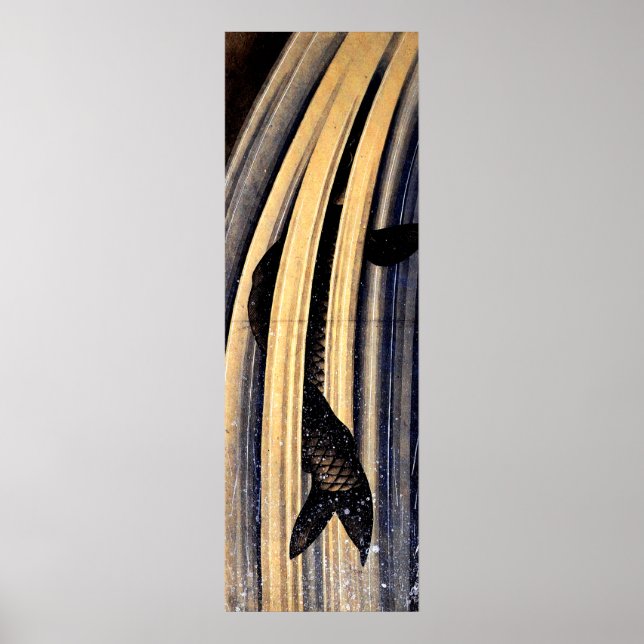Carp Leaping Up A Cascade by Hokusai Poster (Front)