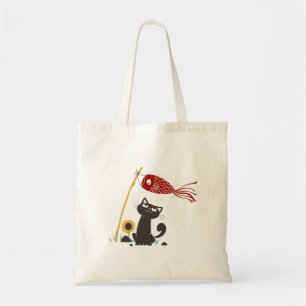 Carp streamer happy cat - Choose background colour Tote Bag