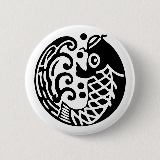 Carp wave 6 cm round badge (Front)