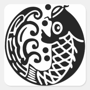 Carp wave square sticker