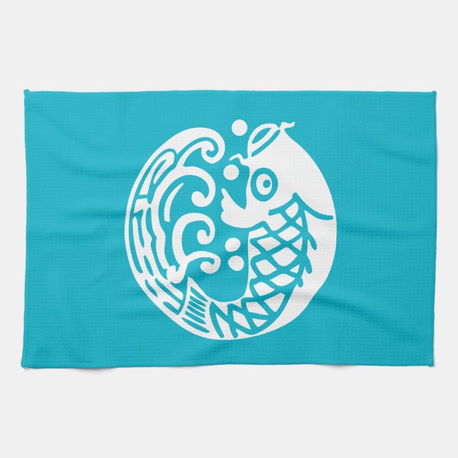 Carp wave tea towel (Horizontal)