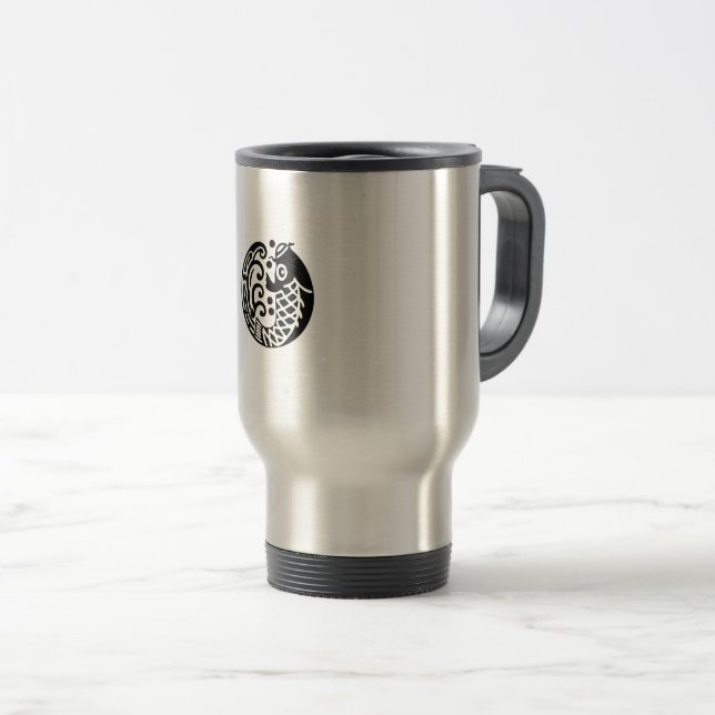 Carp with Waves Travel Mug (Front Right)