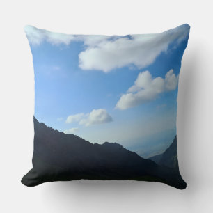 Carpathian Blue Sky Peaks – Romania Mountain Art Cushion