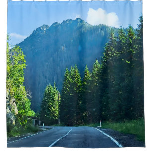Carpathian Forest Road – Romania Mountain Print Shower Curtain