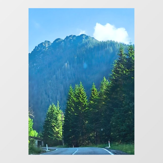 Carpathian Forest Road – Romania Mountain Print Window Cling (Sheet)