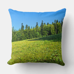 Carpathian Green Meadow – Romania Mountain Print Cushion