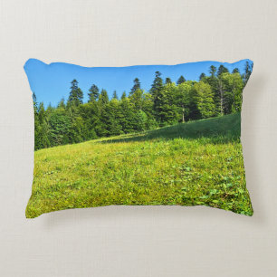 Carpathian Green Meadow – Romania Mountain Print Decorative Cushion