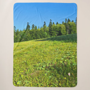 Carpathian Green Meadow – Romania Mountain Print Sherpa Blanket