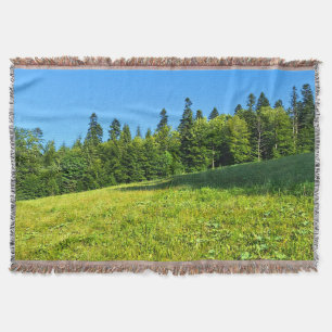 Carpathian Green Meadow – Romania Mountain Print Throw Blanket