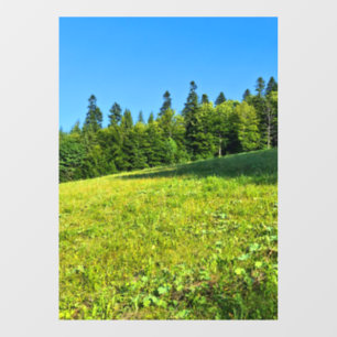 Carpathian Green Meadow – Romania Mountain Print Window Cling