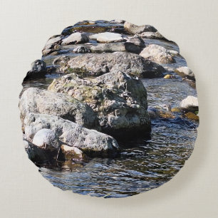 Carpathian Mountain River – Romania Nature Print Round Cushion