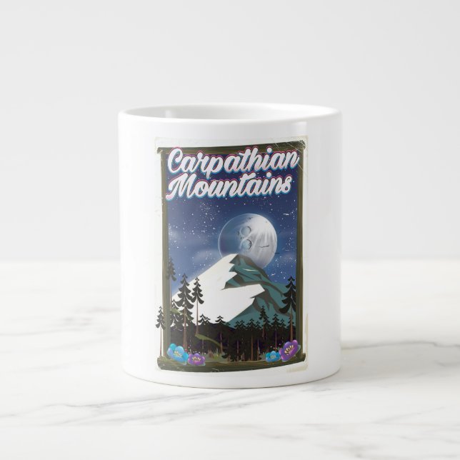 Carpathian Mountains Travel poster Large Coffee Mug (Front)