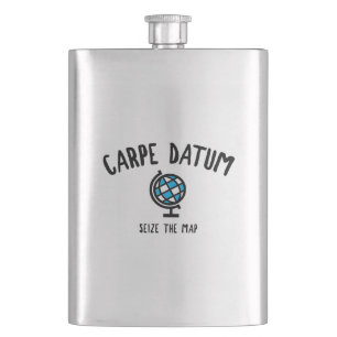 Carpe Datum Seize The Map Hip Flask