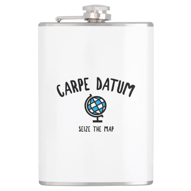 Carpe Datum Seize The Map Hip Flask (Front)