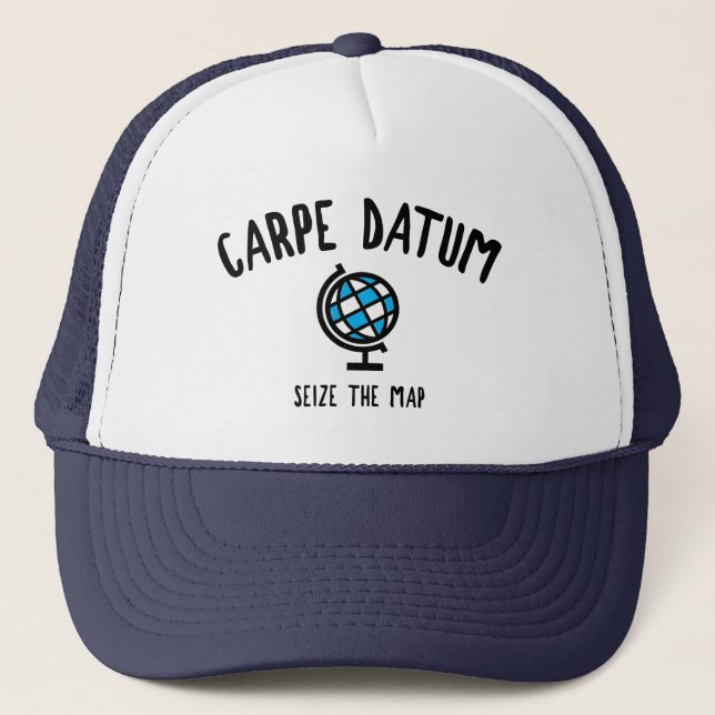 Carpe Datum Seize The Map Trucker Hat (Front)