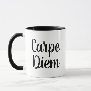 Carpe Diem black and white hand letter typography Mug