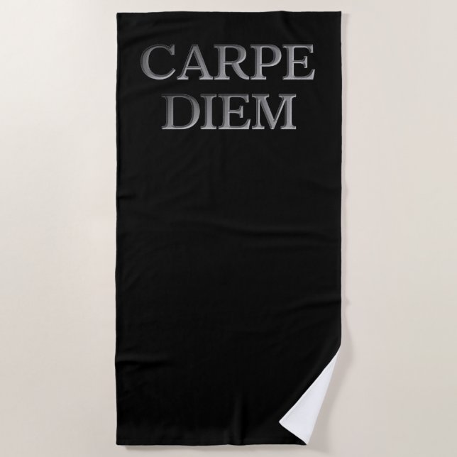 Carpe Diem black beach towel (Front)
